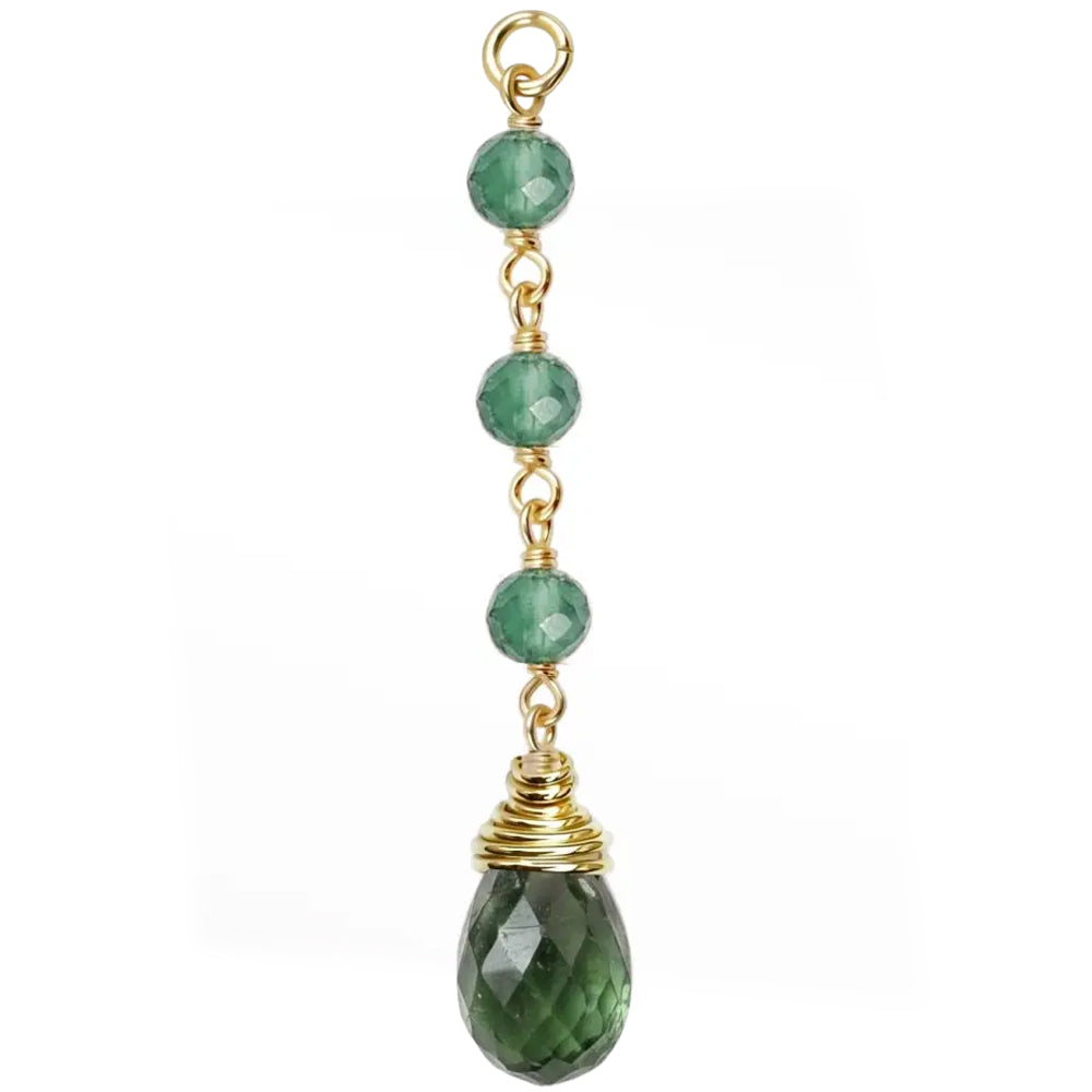 "Raindrop 3" Chain Charm in Gold with Natural Gemstones