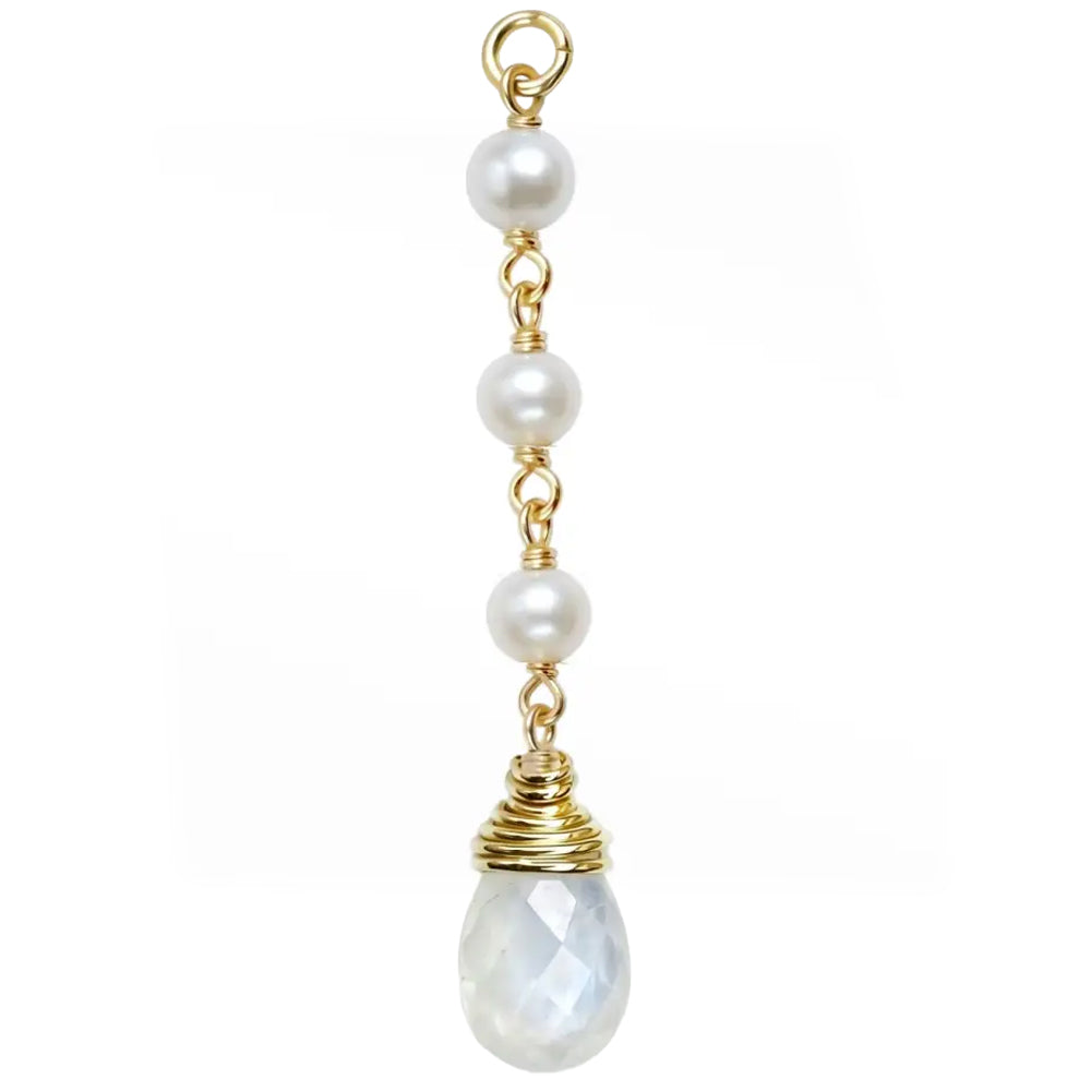 "Raindrop 3" Chain Charm in Gold with Natural Gemstones