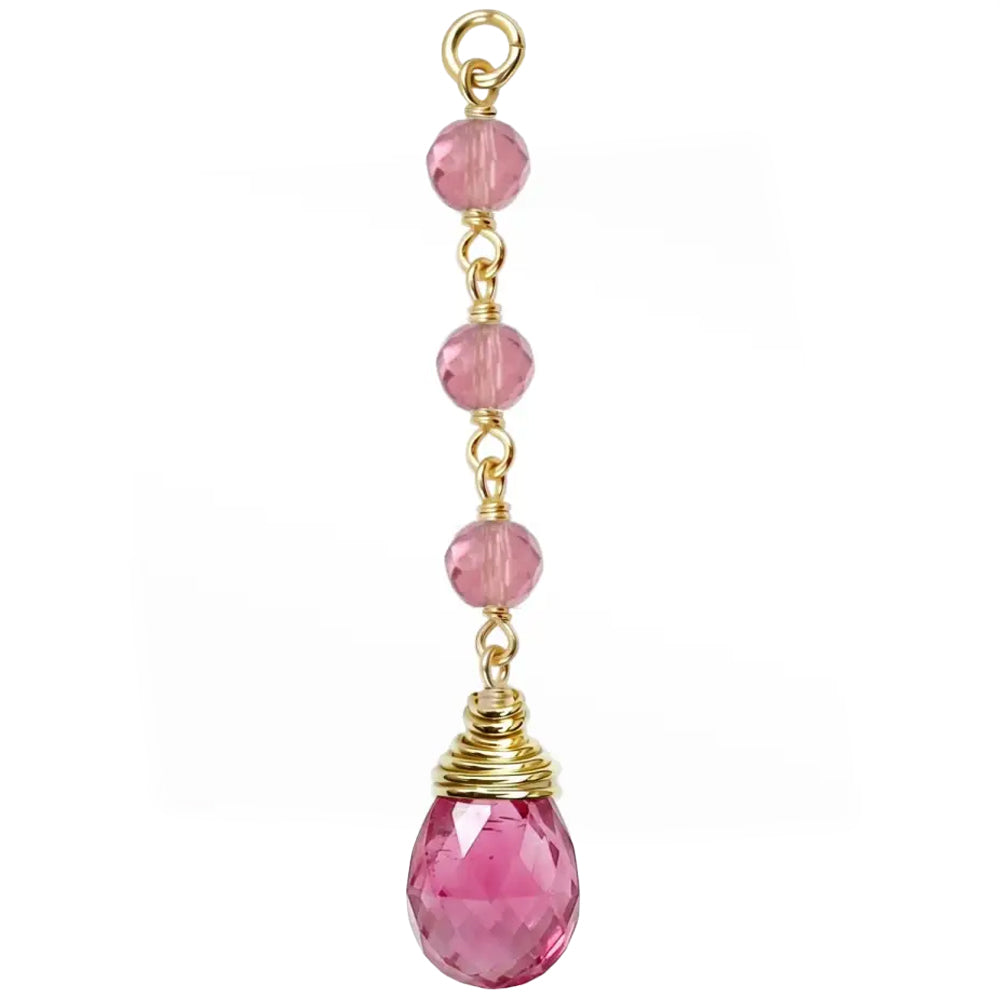 "Raindrop 3" Chain Charm in Gold with Natural Gemstones