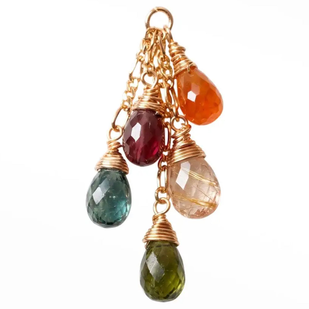 "Raindrop Dance" Chain Charm in Gold with Tourmaline