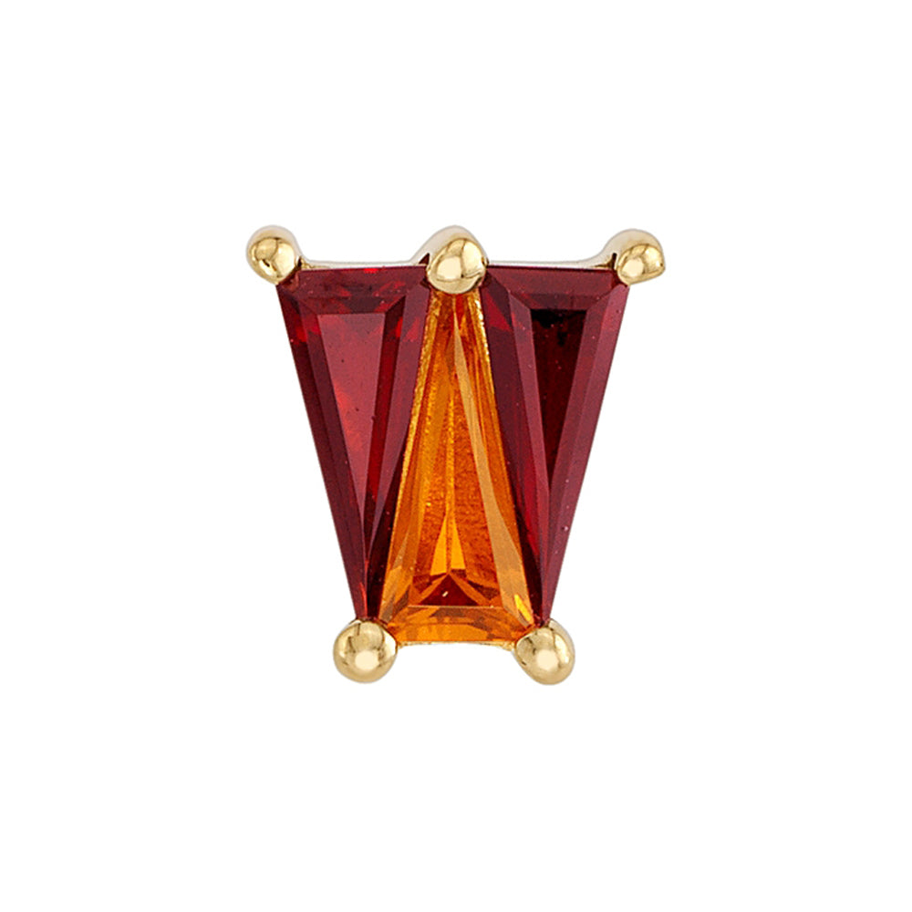 "Motley" Threaded End in Gold & Platinum with Garnet & Madeira Citrine
