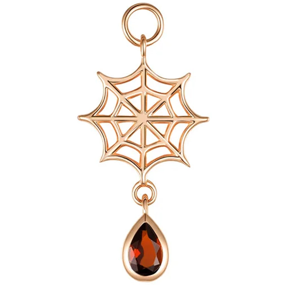 Web Charm in Gold with Genuine Gemstone