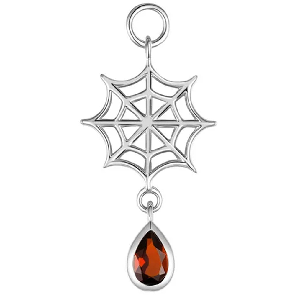 Web Charm in Gold with Genuine Gemstone