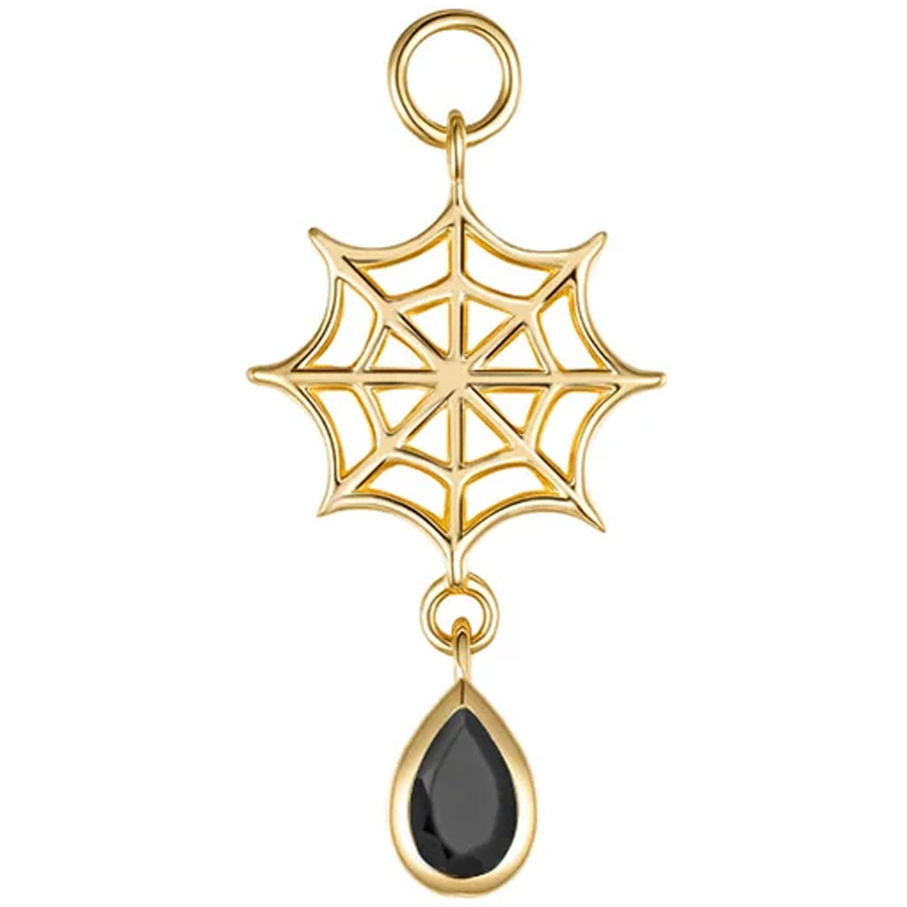 Web Charm in Gold with Genuine Gemstone