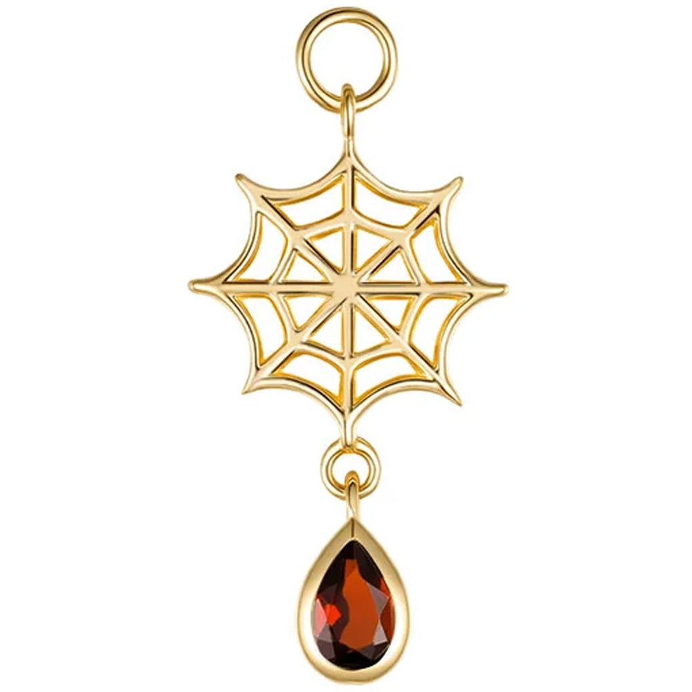 Web Charm in Gold with Genuine Gemstone