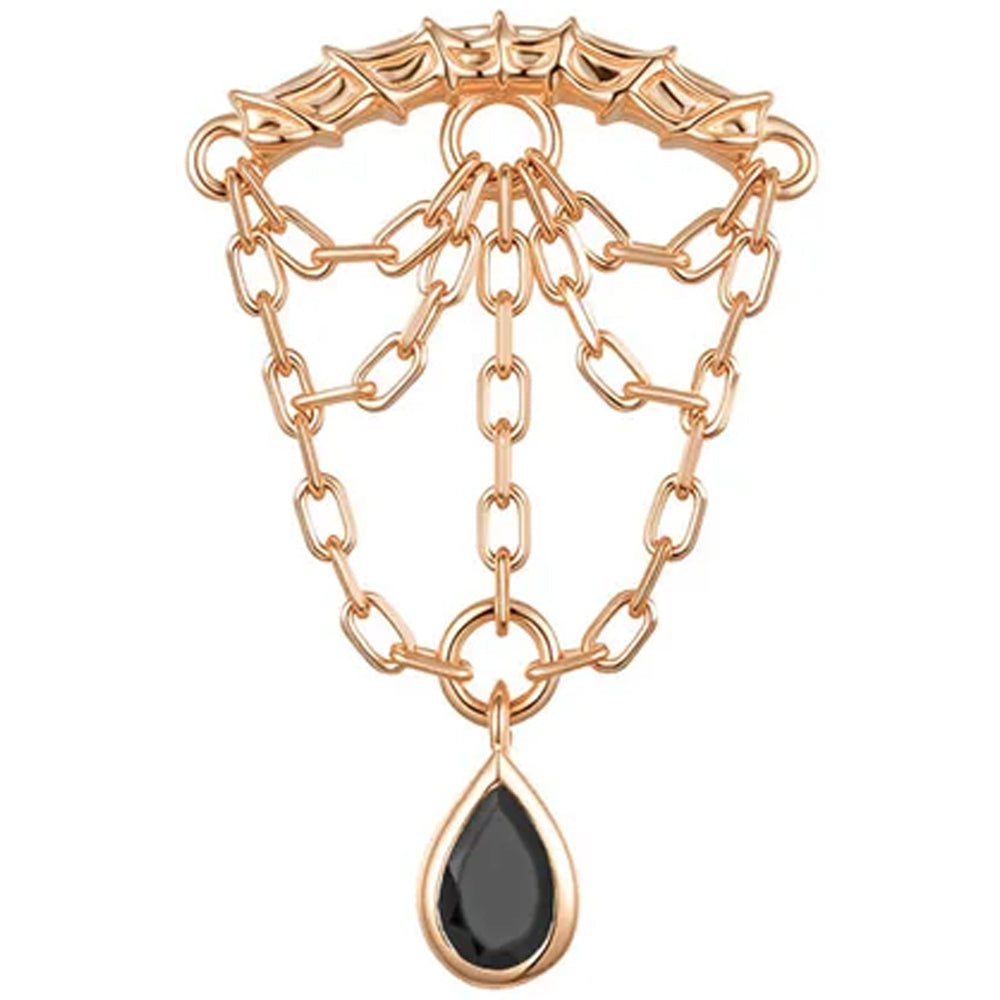 threadless: Web Hidden Helix End with Chains in Gold with Genuine Gemstone