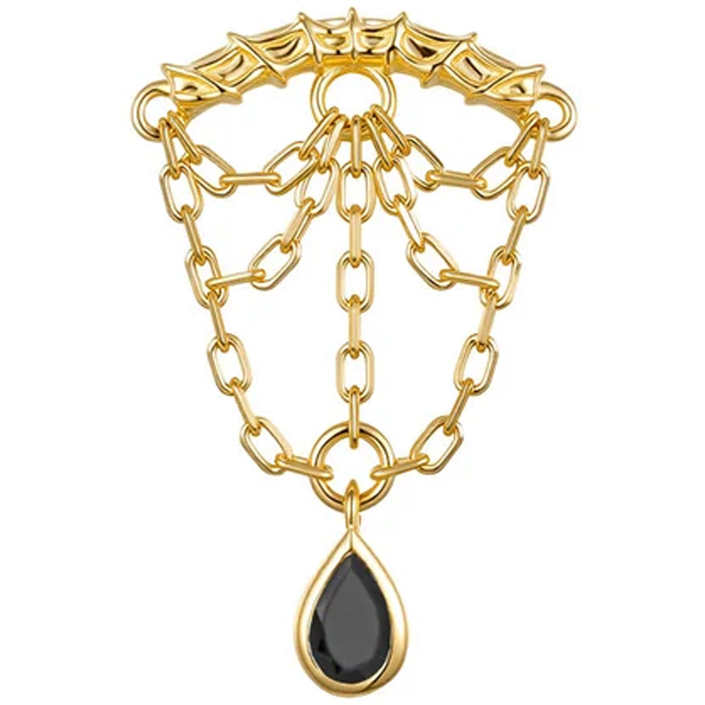 threadless: Web Hidden Helix End with Chains in Gold with Genuine Gemstone