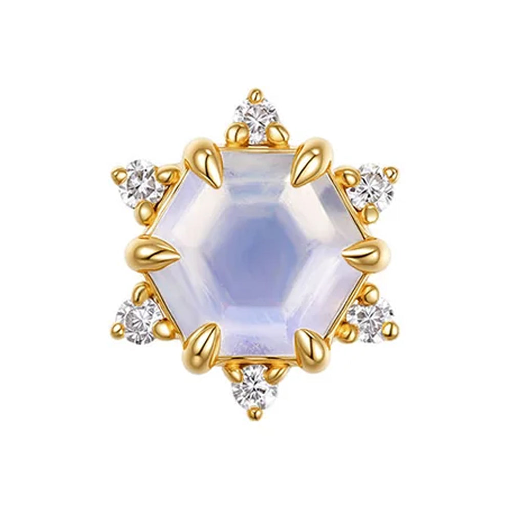 threadless: "Lumi" End in Gold with Moonstone & Diamonds