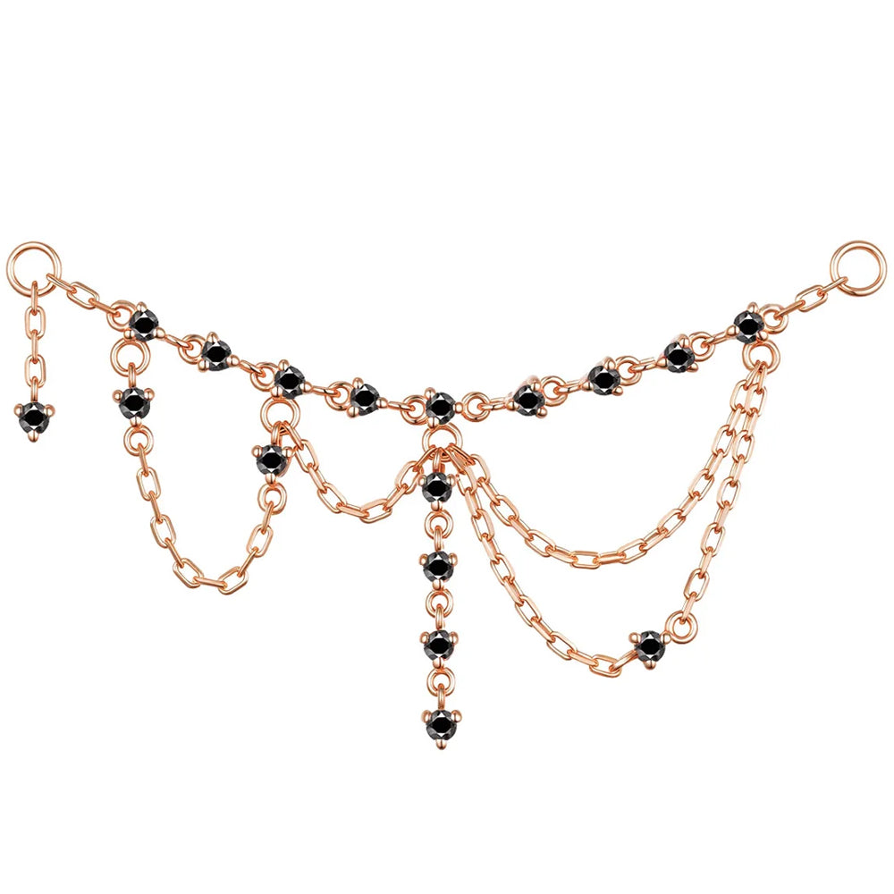 "Wednesday" Chain Attachment in Gold with Black Agate
