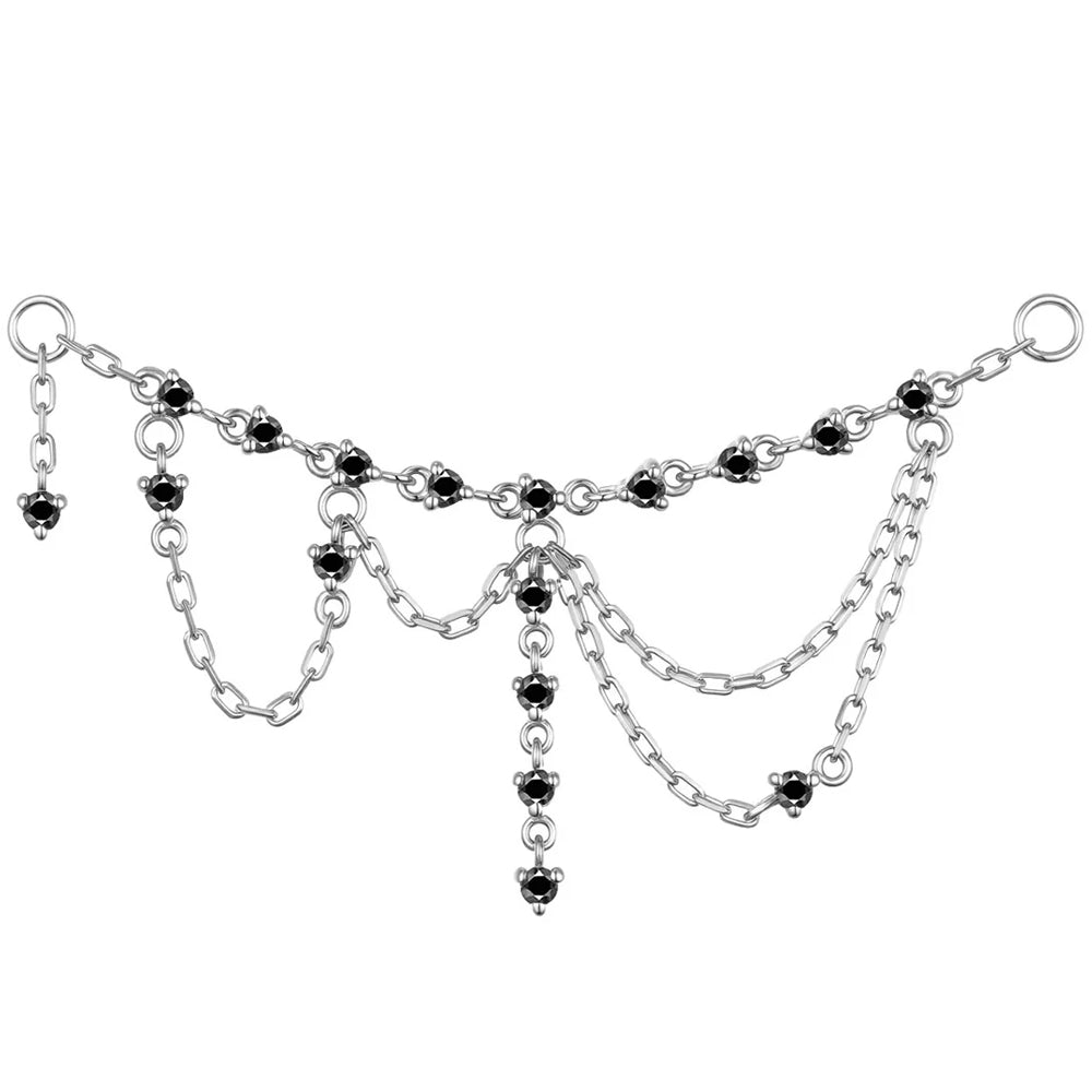 "Wednesday" Chain Attachment in Gold with Black Agate