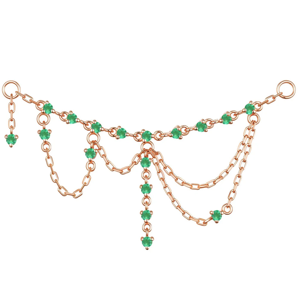 "Wednesday" Chain Attachment in Gold with Green Chalcedony