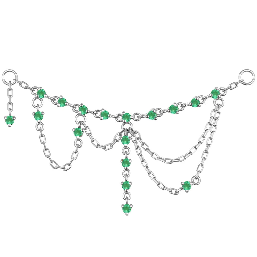 "Wednesday" Chain Attachment in Gold with Green Chalcedony
