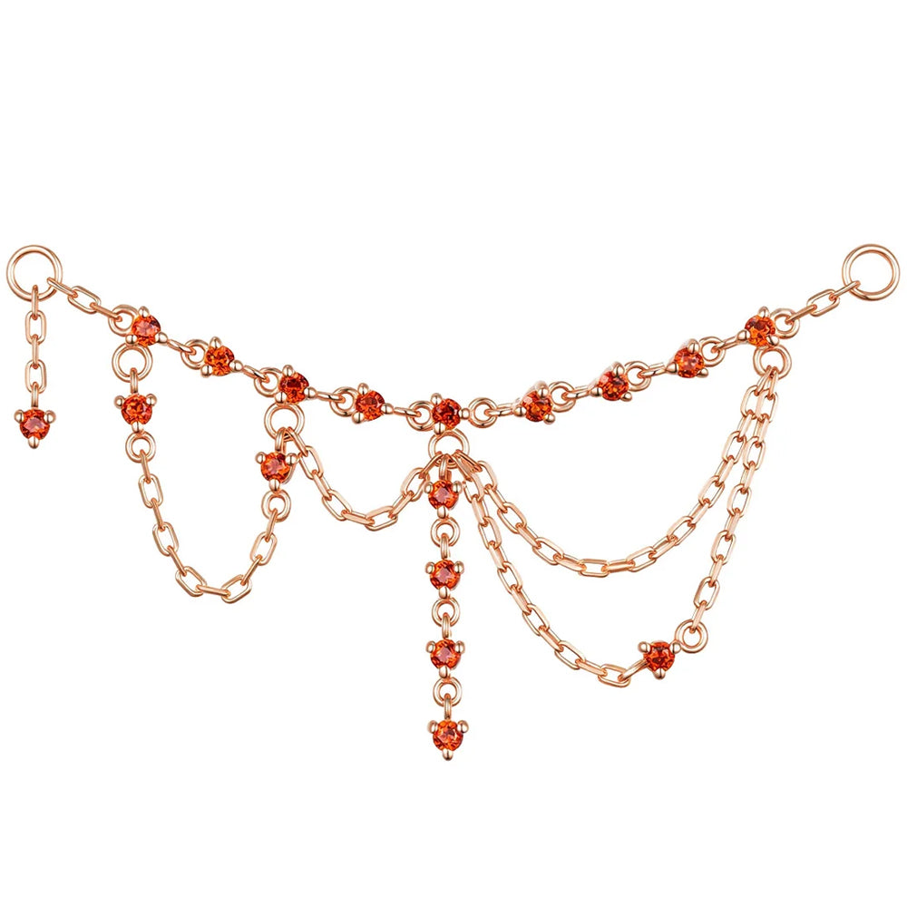 "Wednesday" Chain Attachment in Gold with Red Garnet
