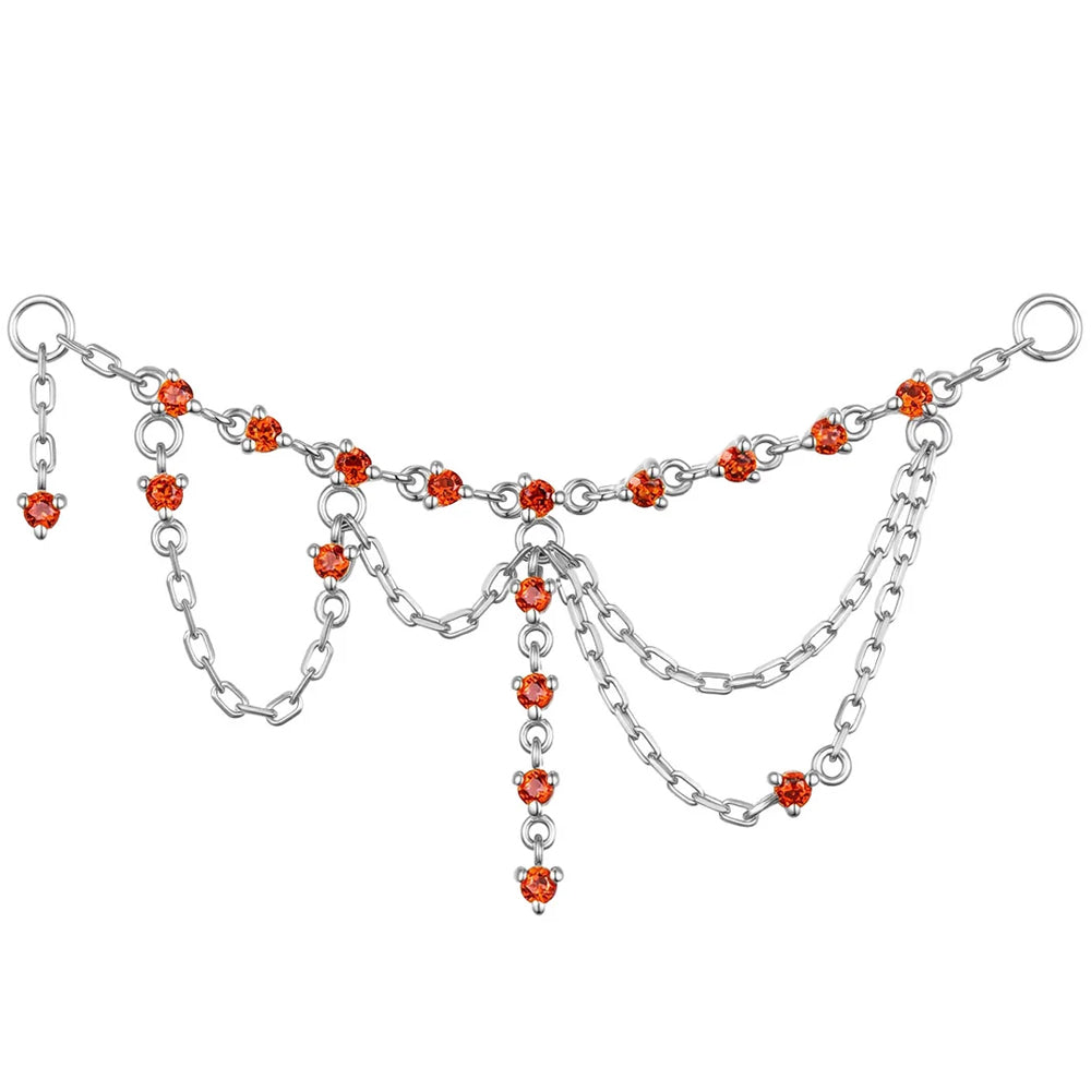"Wednesday" Chain Attachment in Gold with Red Garnet