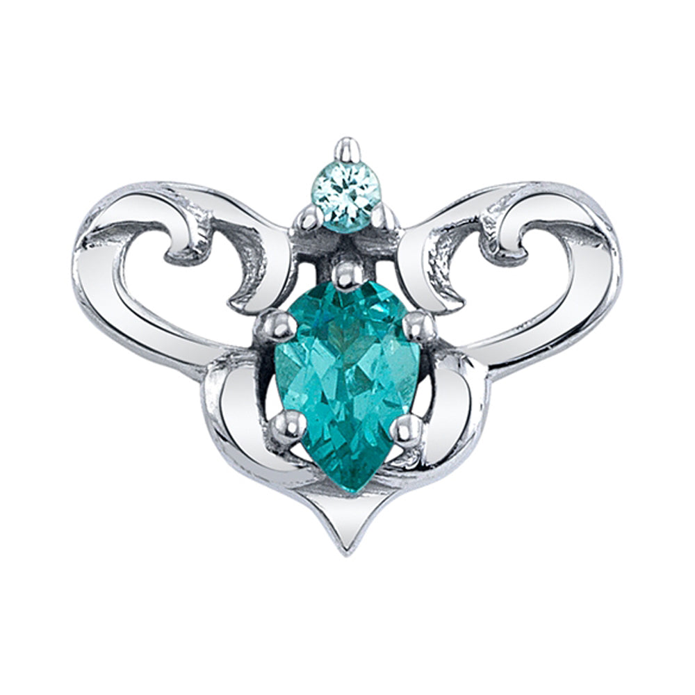 "More Than Yesterday" Threaded End in Gold & Platinum with Chatham Paraiba Spinel & Swiss Blue Topaz