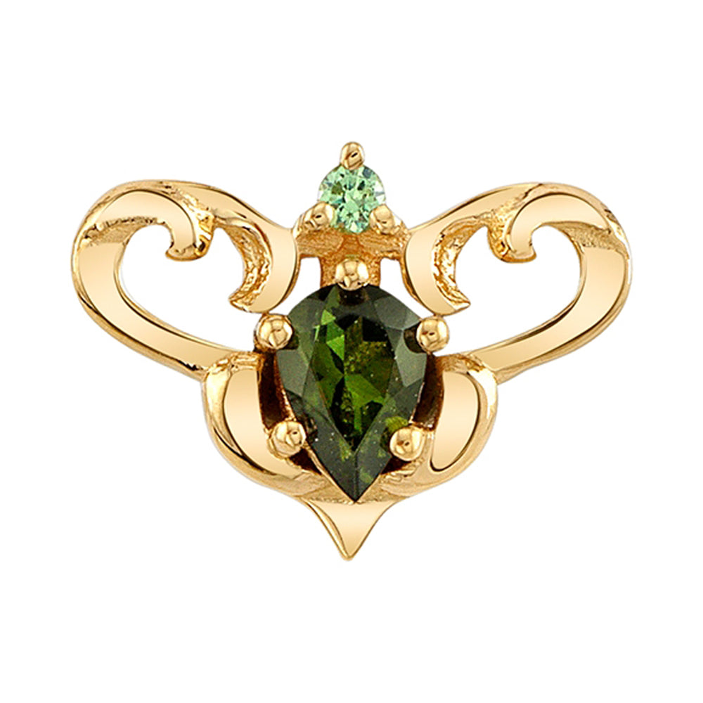 "More Than Yesterday" Threaded End in Gold & Platinum with Green Tourmaline & Tsavorite