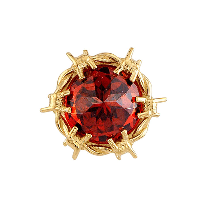 "Matinik" Threaded End in Gold & Platinum with Reverse Set Garnet
