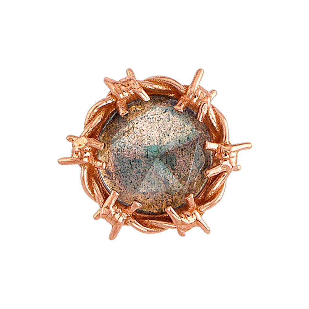 "Matinik" Threaded End in Gold & Platinum with Rose Cut Labradorite