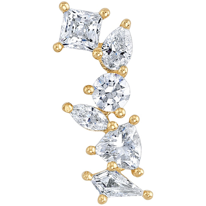 "Hot Mess" Threaded End in Gold & Platinum with White CZ's