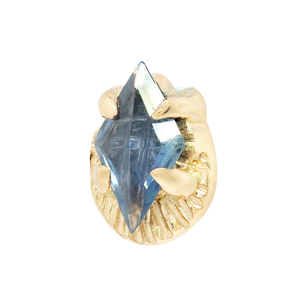 threadless: Prong Set Kite Shaped Blue Sapphire End in Gold