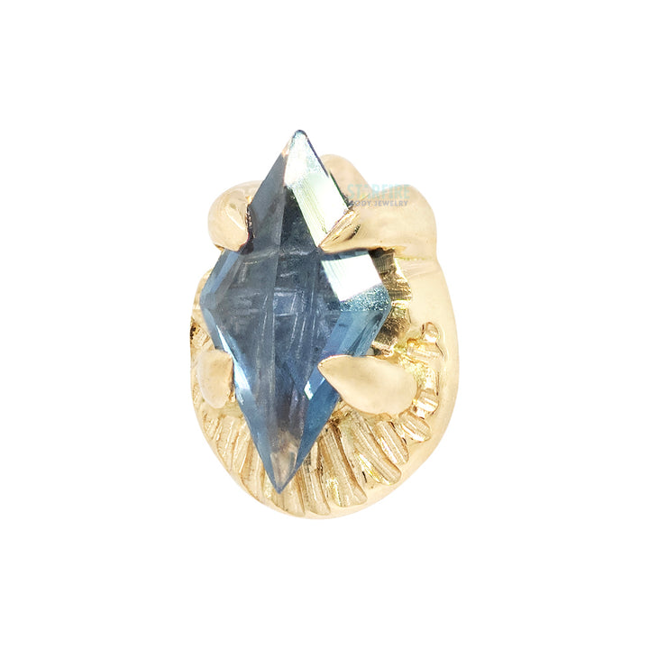 threadless: Prong Set Kite Shaped Blue Sapphire End in Gold
