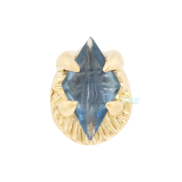 threadless: Prong Set Kite Shaped Blue Sapphire End in Gold