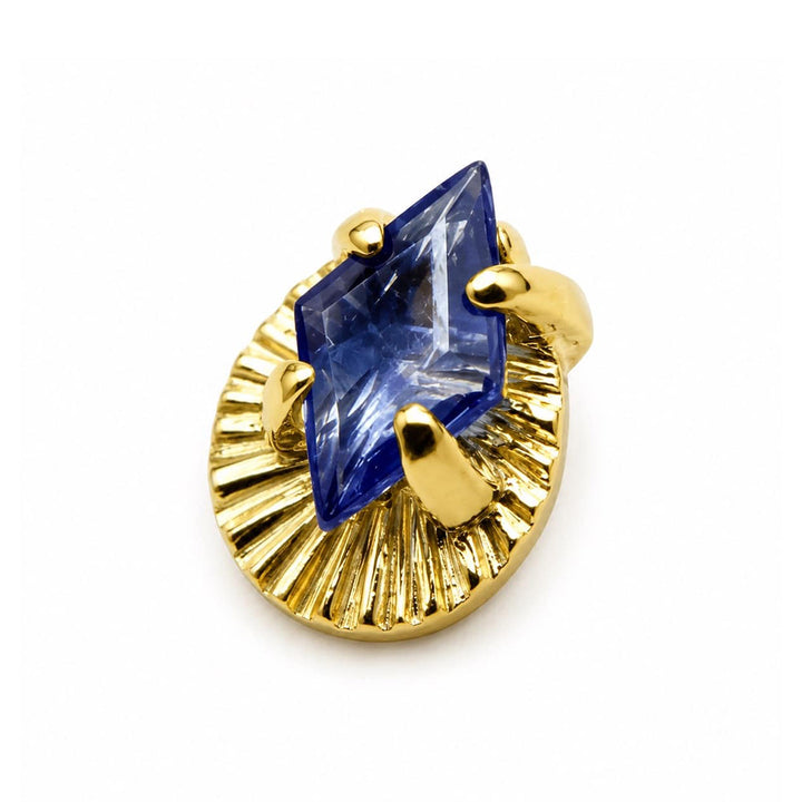threadless: Prong Set Kite Shaped Blue Sapphire End in Gold