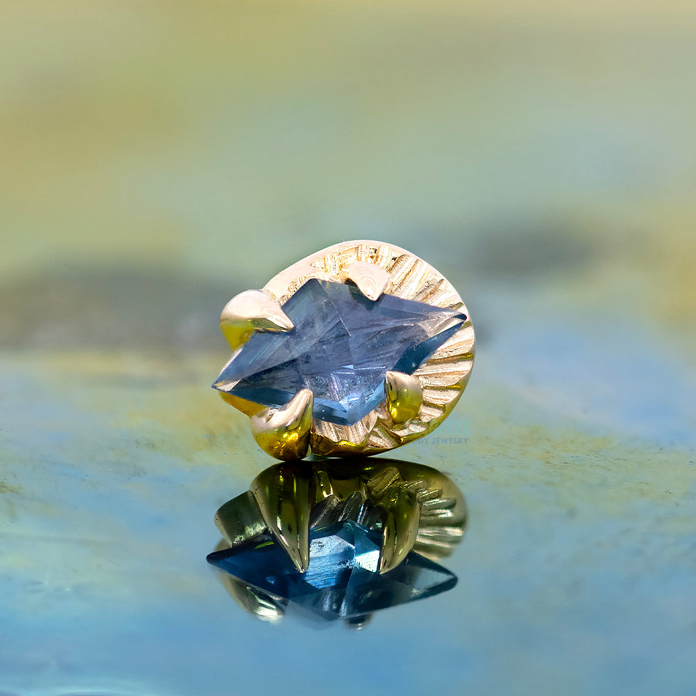 threadless: Prong Set Kite Shaped Blue Sapphire End in Gold