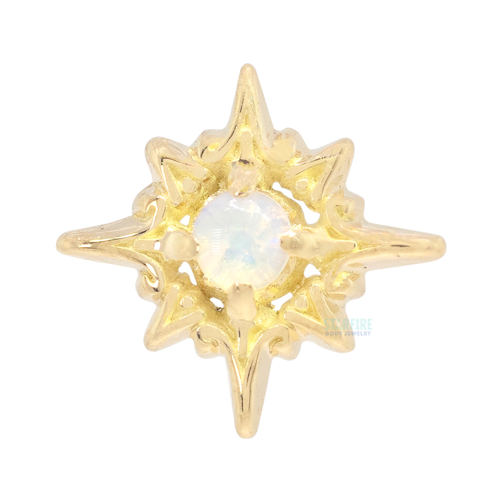 threadless: Eight Point Star End in Gold with Opal Cabochon