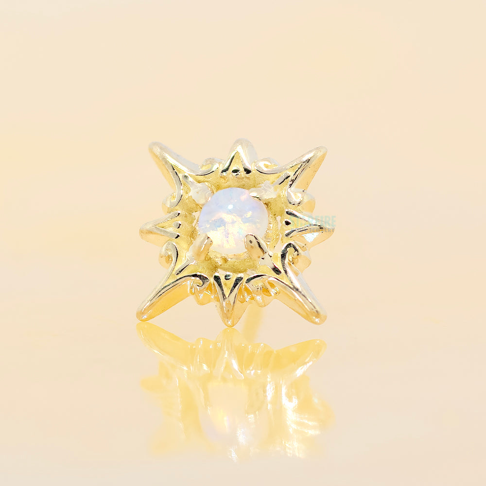 threadless: Eight Point Star End in Gold with Opal Cabochon