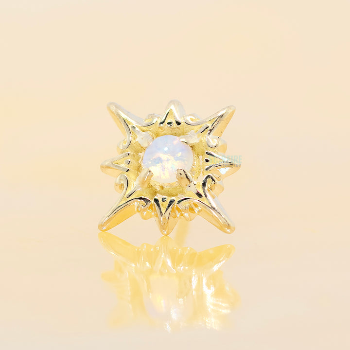 threadless: Eight Point Star End in Gold with Opal Cabochon