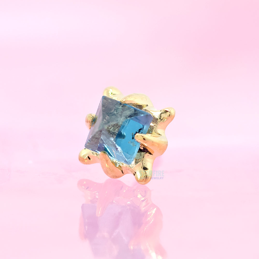 threadless: Prong Set Pyramid Cut Topaz in Gold