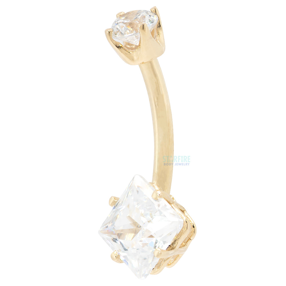 “Princess” Faceted Gem Navel Curve in Gold