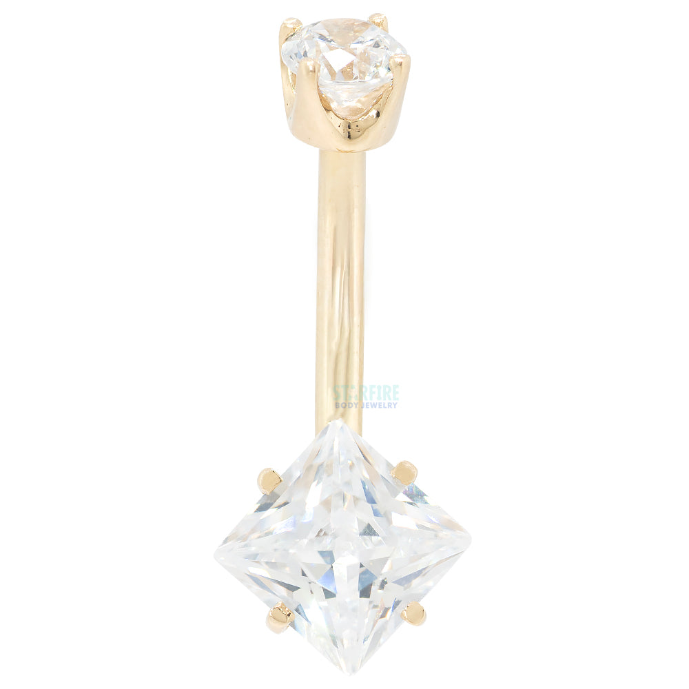 “Princess” Faceted Gem Navel Curve in Gold