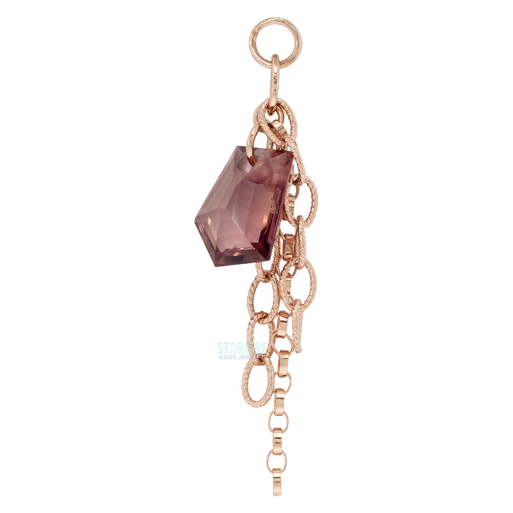 Rose Cut Cathedral Mauve Sapphire Chain Charm in Gold