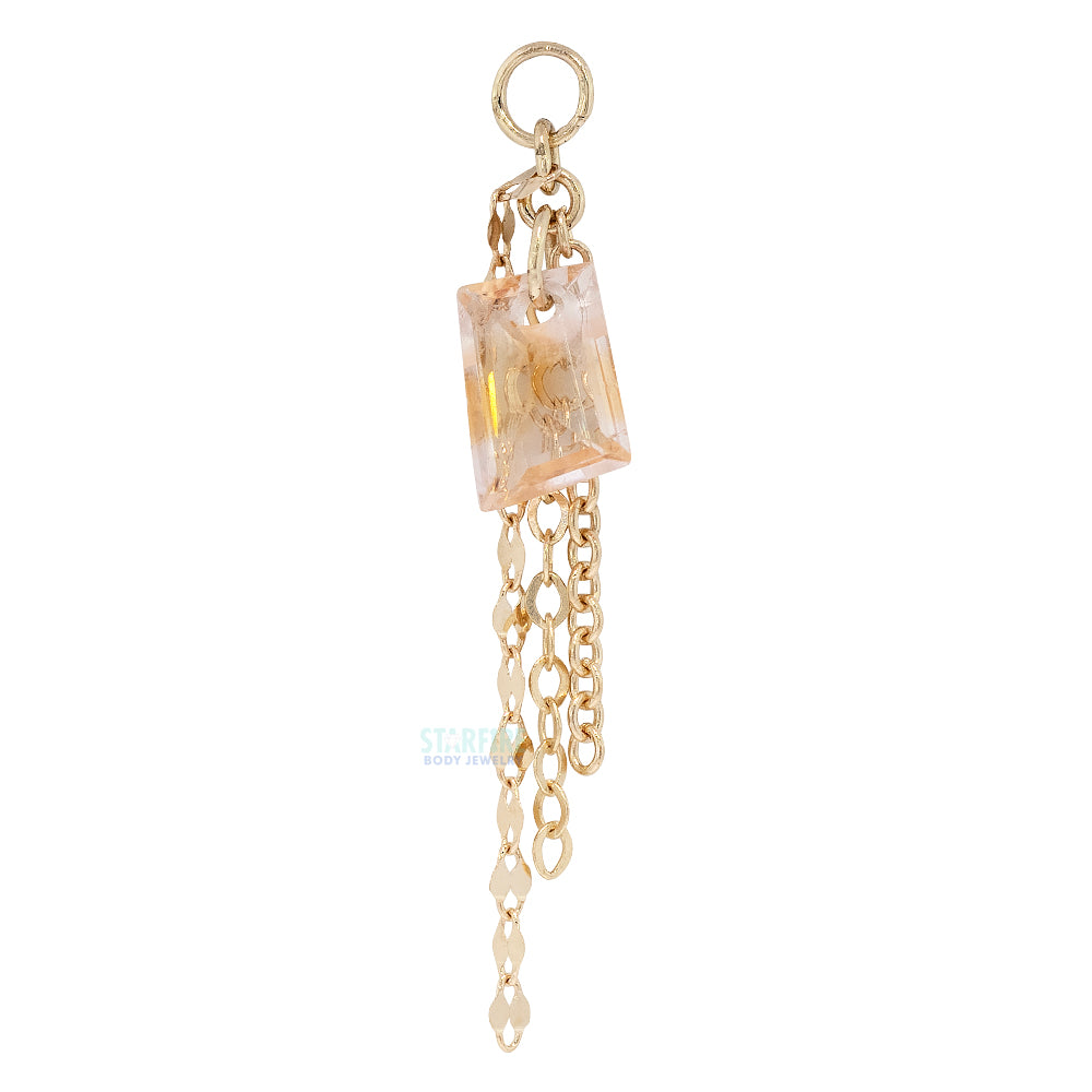Rose Cut Cathedral Orange Sapphire Chain Charm in Gold