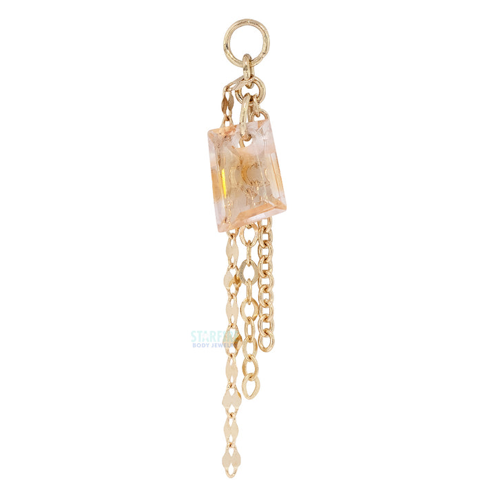 Rose Cut Cathedral Orange Sapphire Chain Charm in Gold