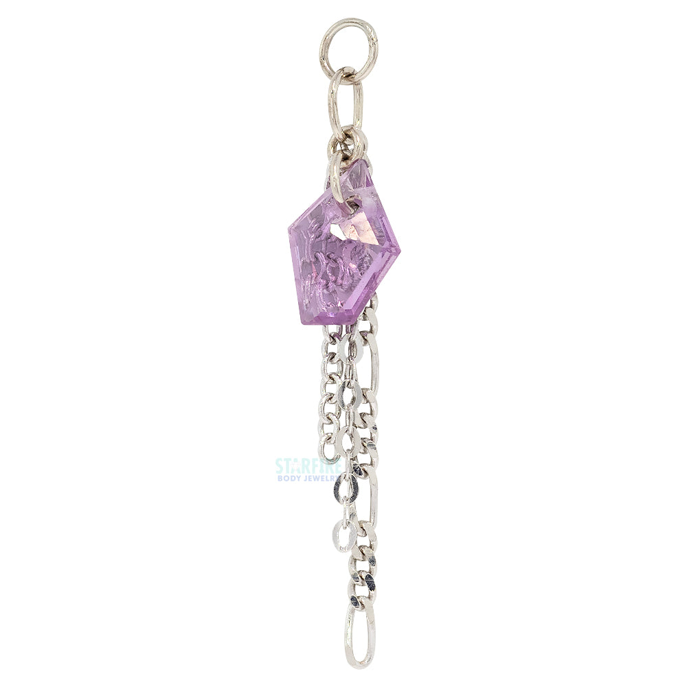 Rose Cut Cathedral Purple Sapphire Chain Charm in Gold