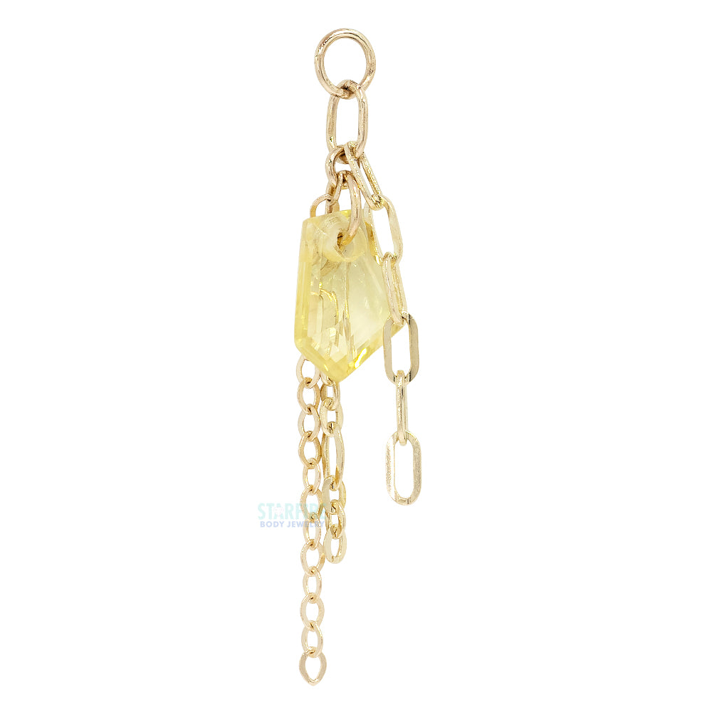 Rose Cut Cathedral Yellow Sapphire Chain Charm in Gold