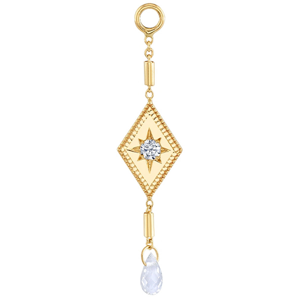 "Ethereal" Chain Charm in Gold with White CZ & Crystal Quartz