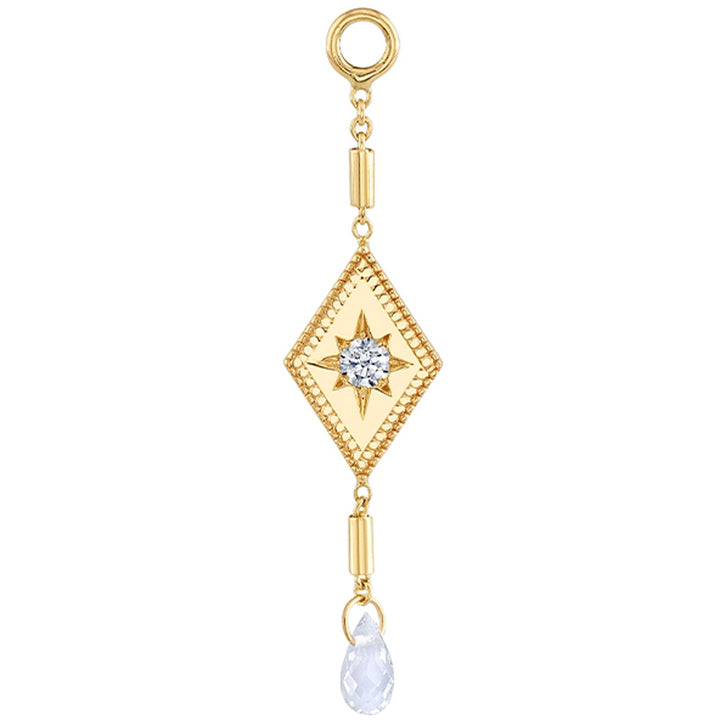 "Ethereal" Chain Charm in Gold with White CZ & Crystal Quartz