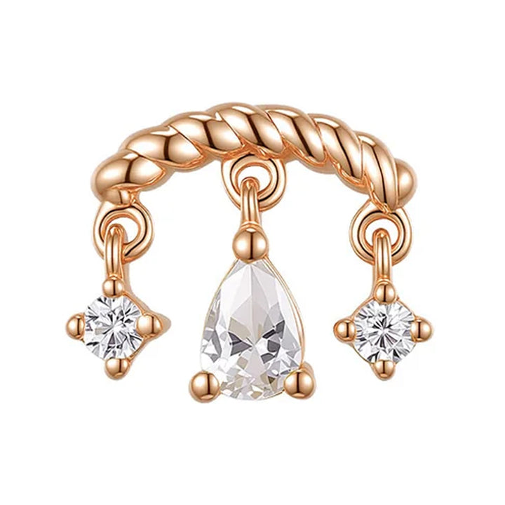 threadless: "Kismet" Hidden Helix End with Chain in Gold with CZ's