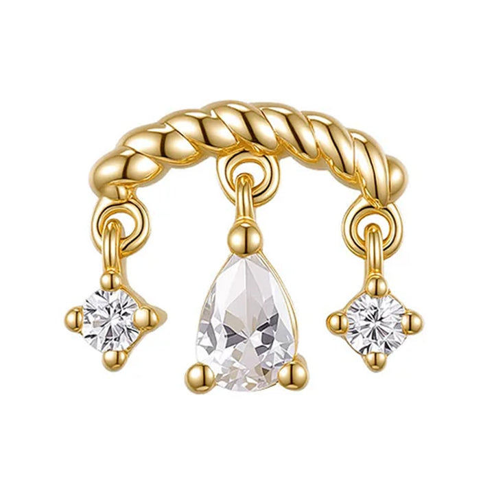 threadless: "Kismet" Hidden Helix End with Chain in Gold with CZ's