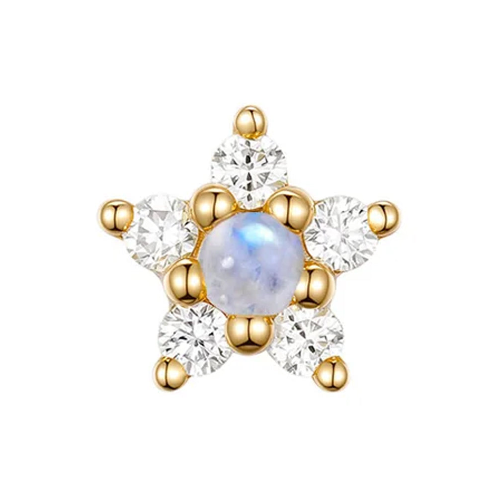 threadless: "Bella" End in Gold with Moonstone & Diamonds