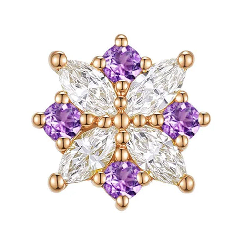 threadless: "Idris" End in Gold with Diamond & Amethyst