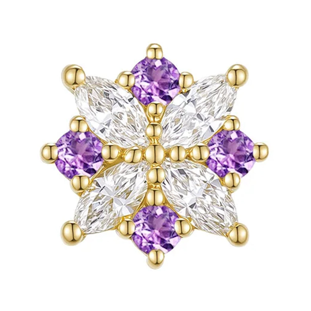 threadless: "Idris" End in Gold with Diamond & Amethyst