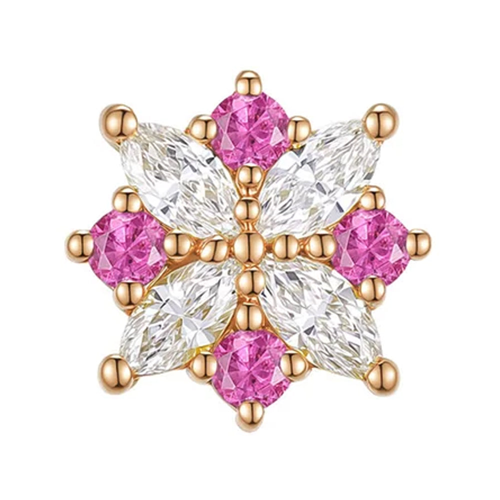 threadless: "Idris" End in Gold with Diamond & Baby Pink Sapphires