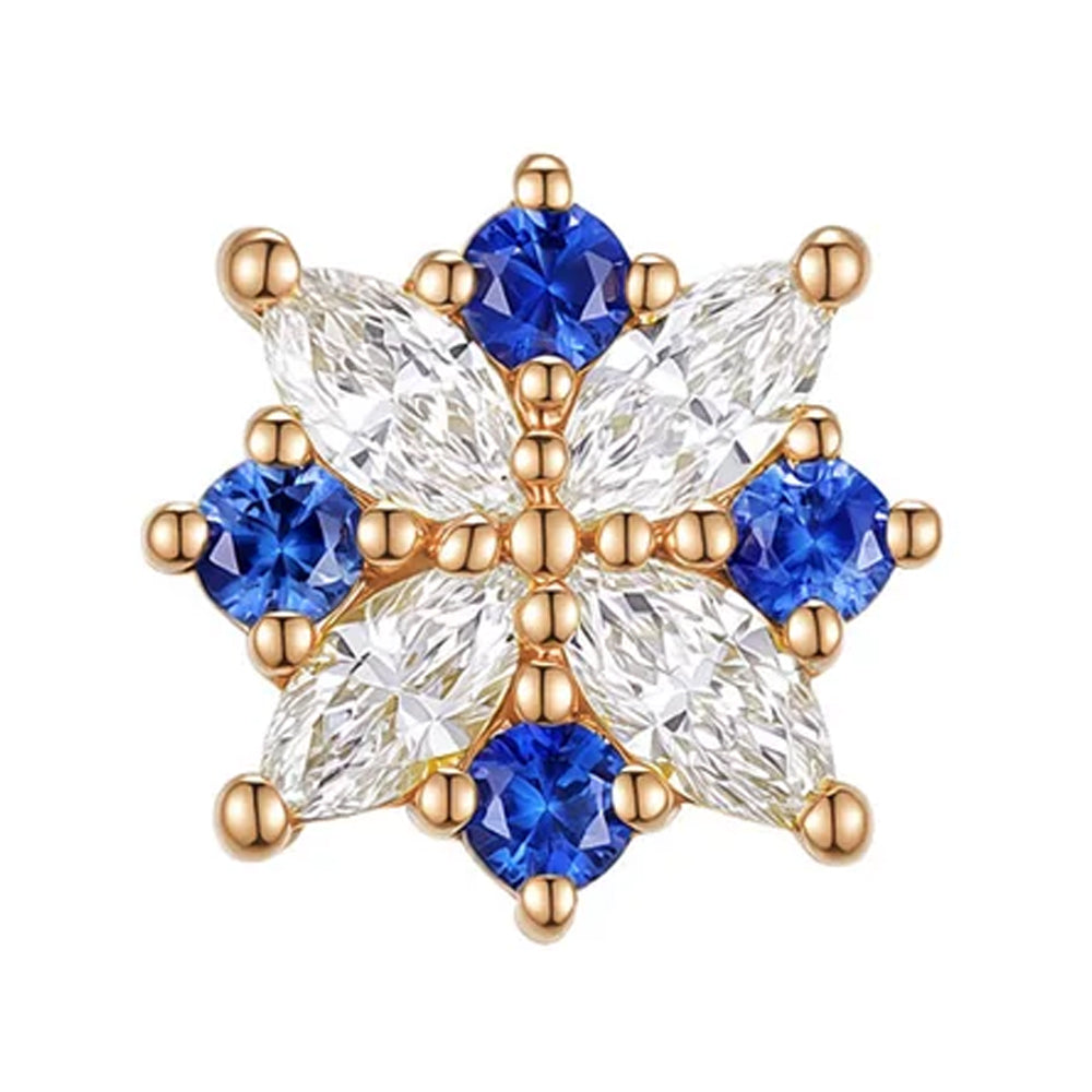 threadless: "Idris" End in Gold with Diamond & Blue Sapphires