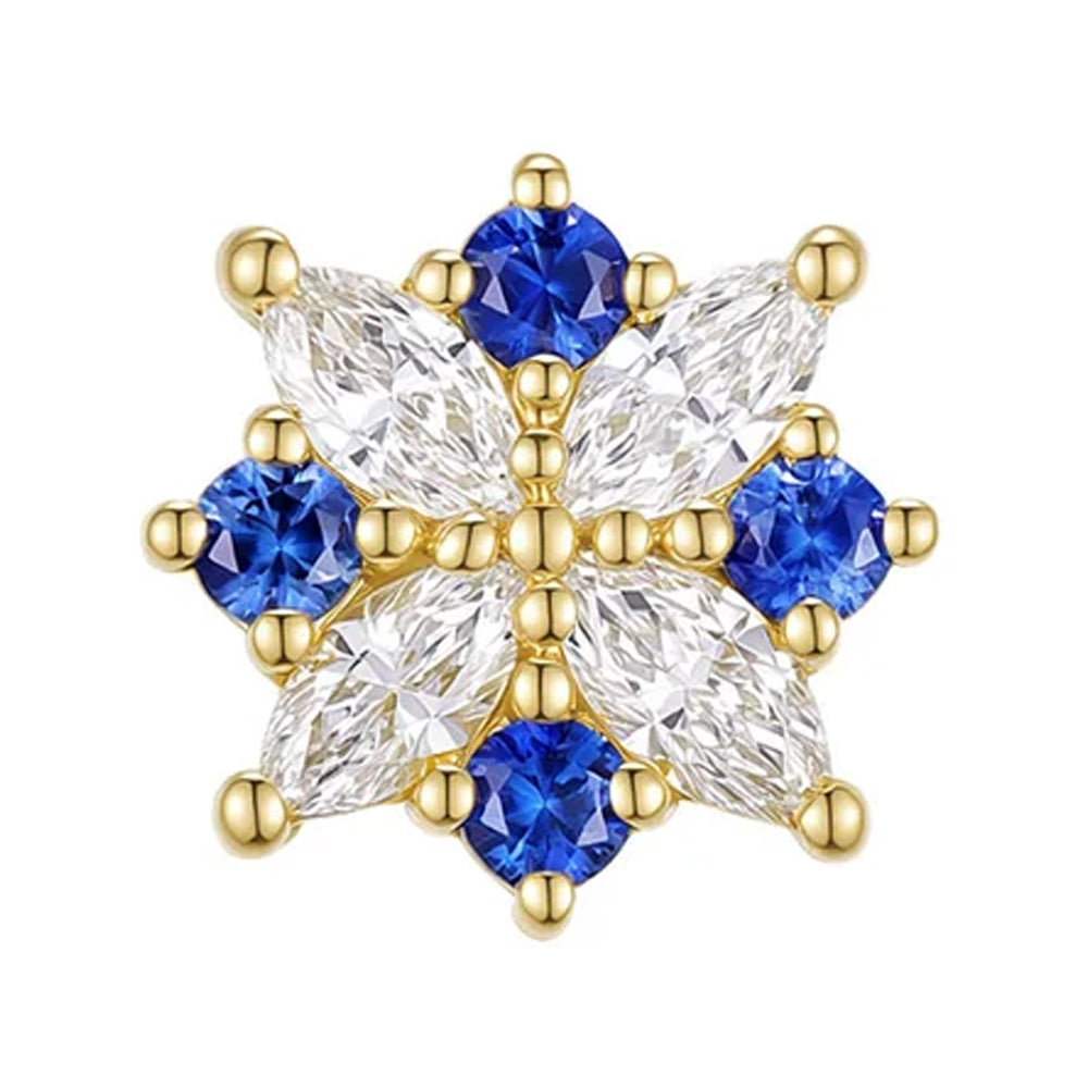 threadless: "Idris" End in Gold with Diamond & Blue Sapphires