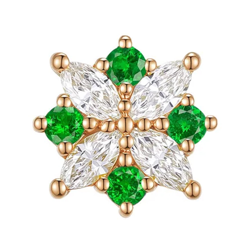 threadless: "Idris" End in Gold with Diamond & Tsavorite Garnets